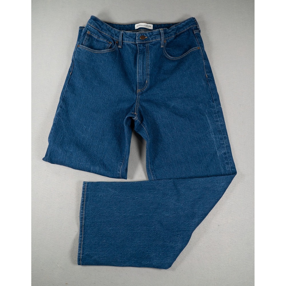 Denim Forum Womens High Rise Wide Leg Jeans True Medium Blue Size 32 Regular